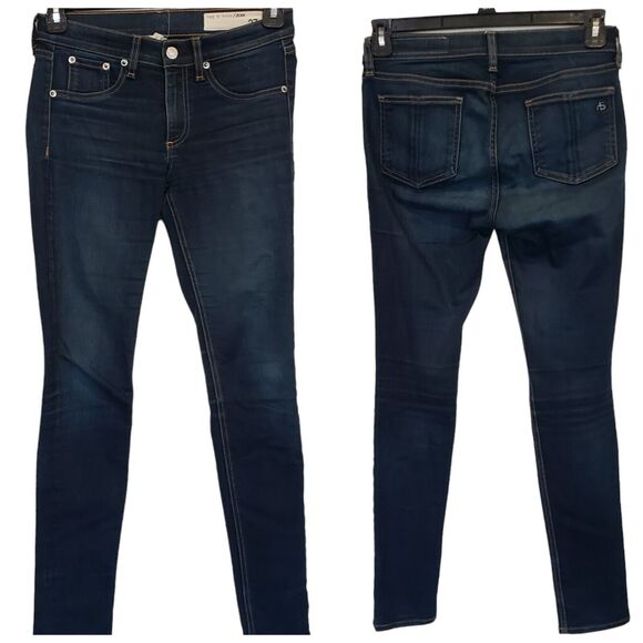 rag & bone Women's  High Rise Skinny Ankle Jean in Dark Blue Size 27 - Picture 1 of 12